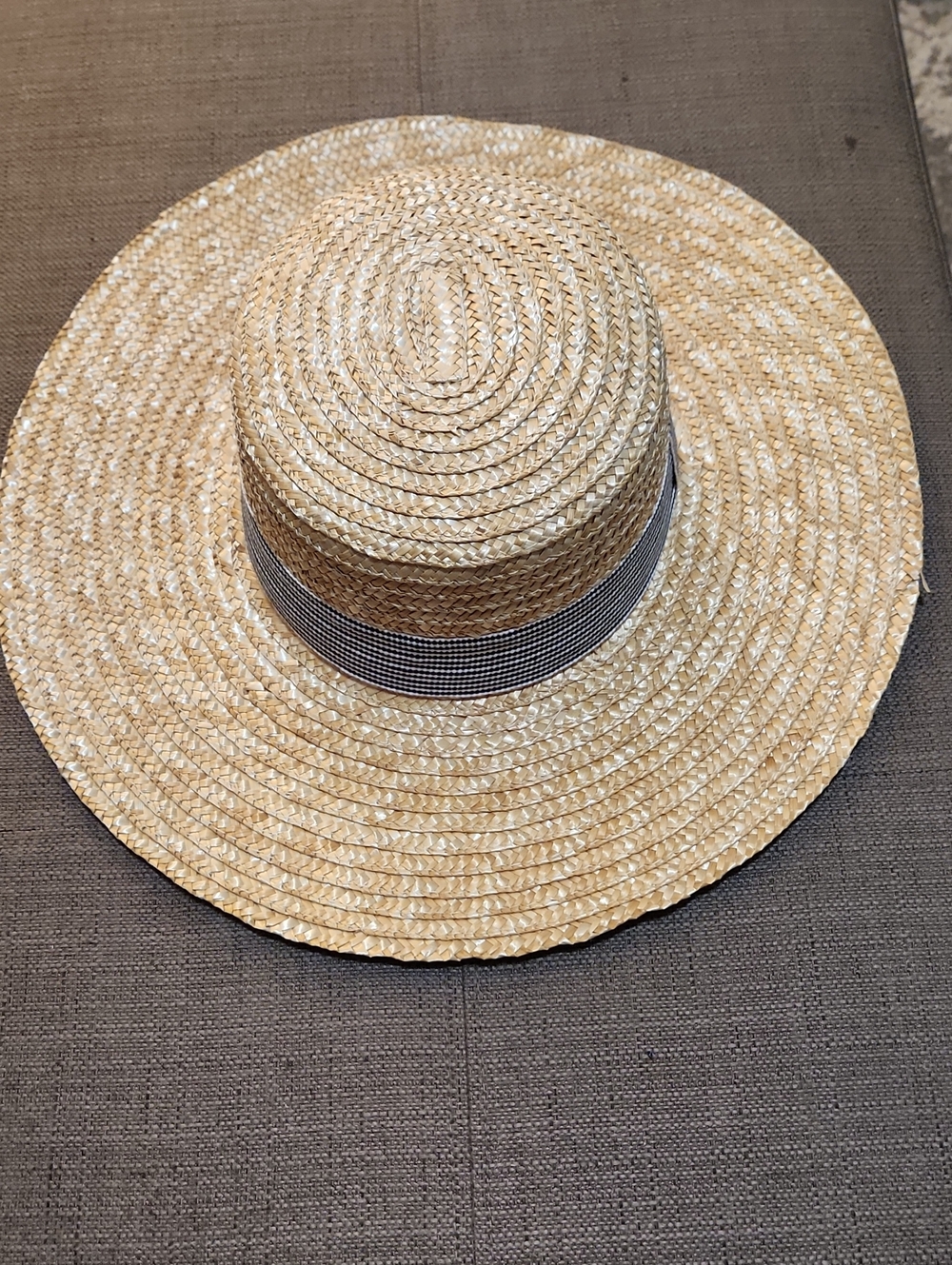 Straw Sun Hat with Black & White Band - Women Accessories